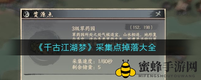 《千古江湖梦》资源宝藏图鉴：揭秘神秘采集点，探寻江湖珍宝！