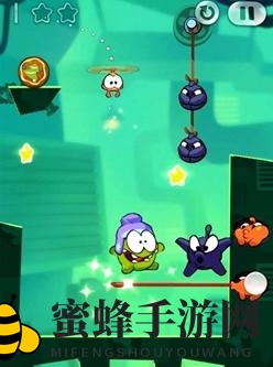 《割绳子2》地下道5-22关通关秘籍：飞虫带怪兽，三星通关攻略