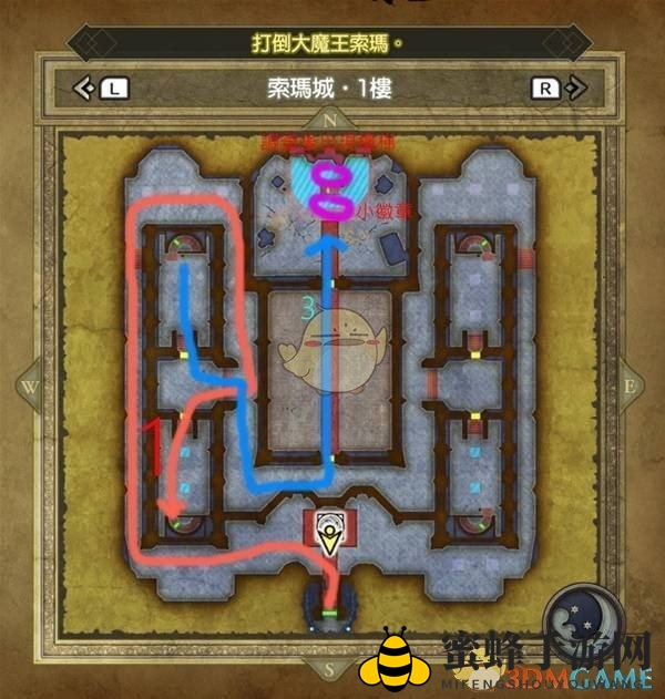 《勇者斗恶龙3》HD-2D重制版索玛城迷宫路线图，宝箱详细位置