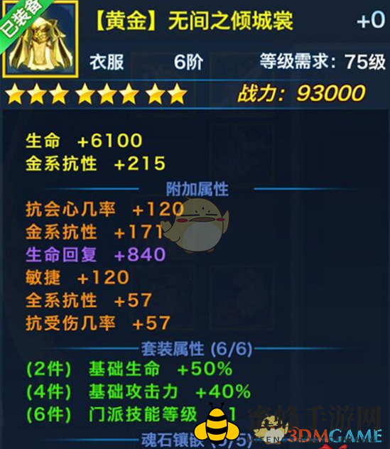 《剑侠情缘手游》峨眉黄金外装属性一览