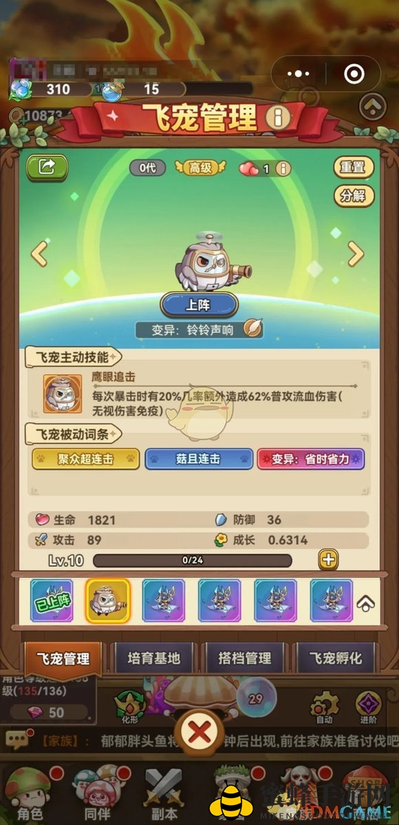 《冒险大作战》飞宠独有被动词条获得方法